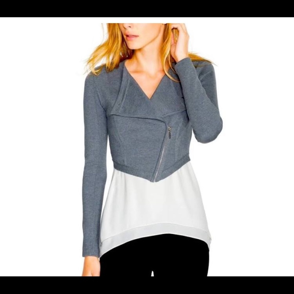 White House Black Market Knit Moto Jacket - XXS